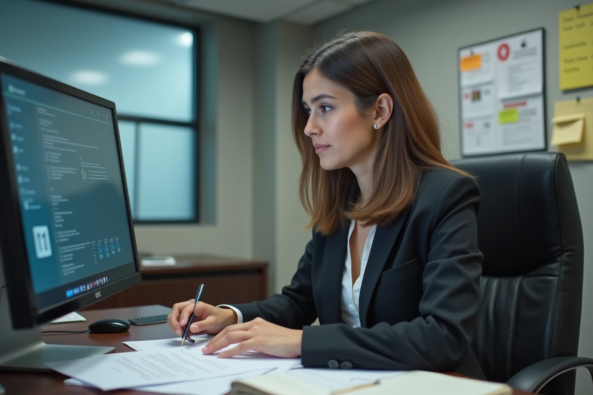 Administratrice universitaire examinant des documents officiels