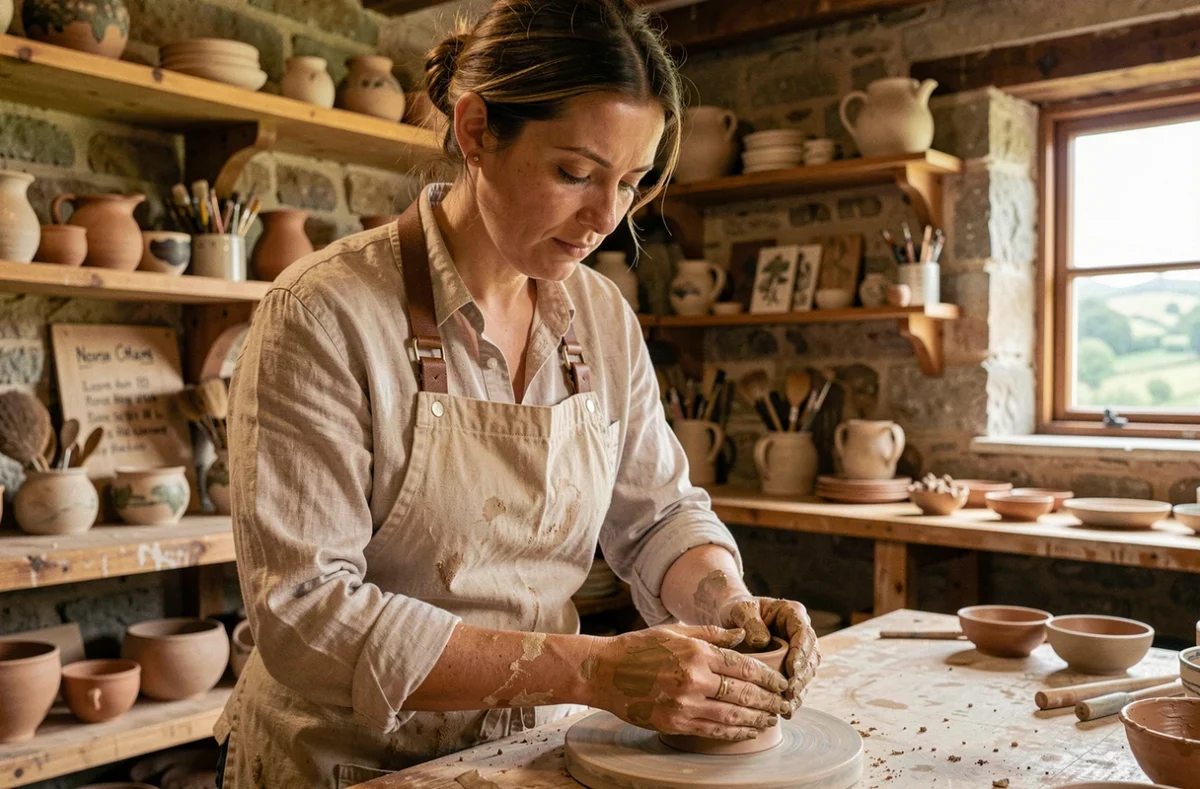 Artisane en formation céramique dans un atelier CMA Normandie spécialisé dans les métiers artisanaux