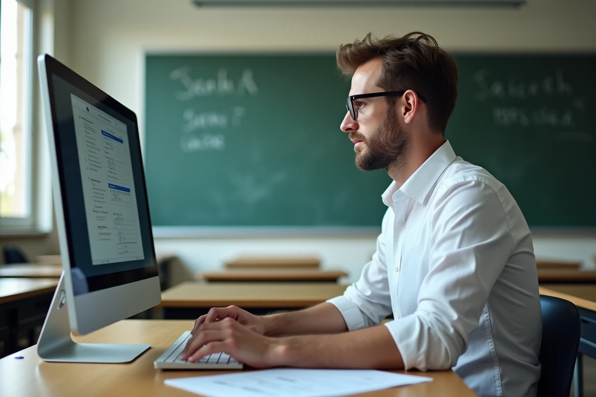 Enseignant réalisant sa première connexion sur ArenA ac Amiens depuis un ordinateur de salle de classe