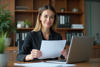 Femme d'affaires concentrée dans un bureau moderne