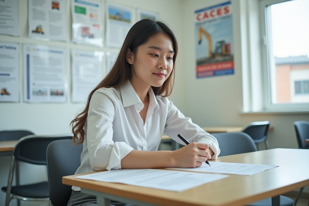 Jeune femme remplissant un formulaire d
