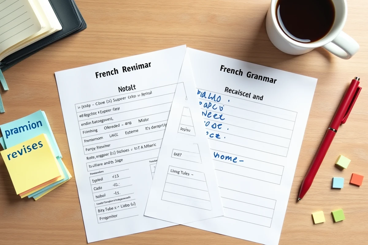 Vue aérienne de fiches de révision et exercices corrigés sur les classes grammaticales prêts à imprimer