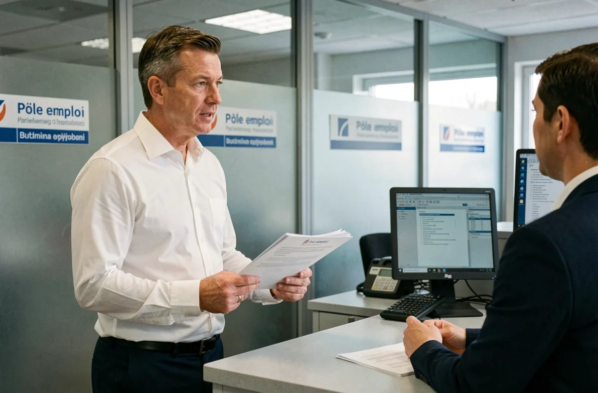 Homme en rendez-vous avec un conseiller Pôle Emploi pour financer une formation professionnelle