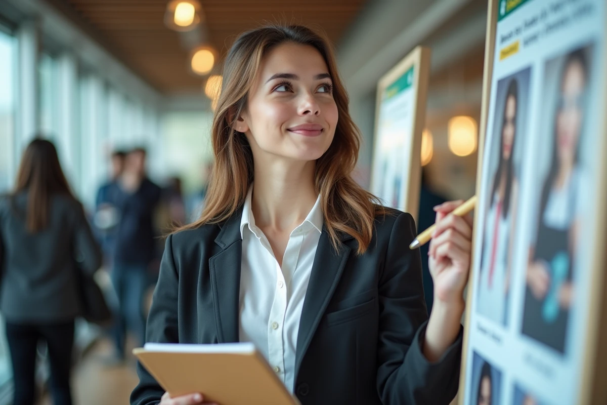 Jeune femme avec carnet dans une école d'hospitalite