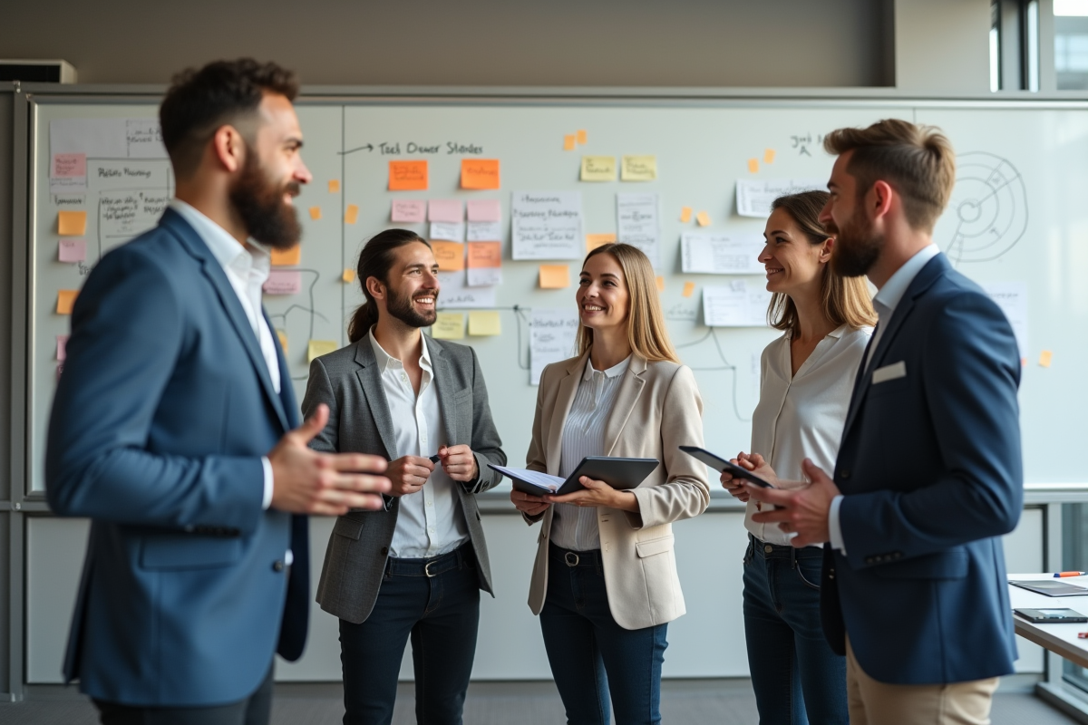 Groupe de professionnels en réunion collaborative